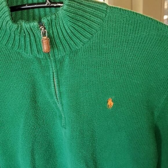 Polo By Ralph Lauren Embroidered Logo 1/4 Zip Long Sleeve Mock Neck Sz L Sweater - Picture 3 of 5